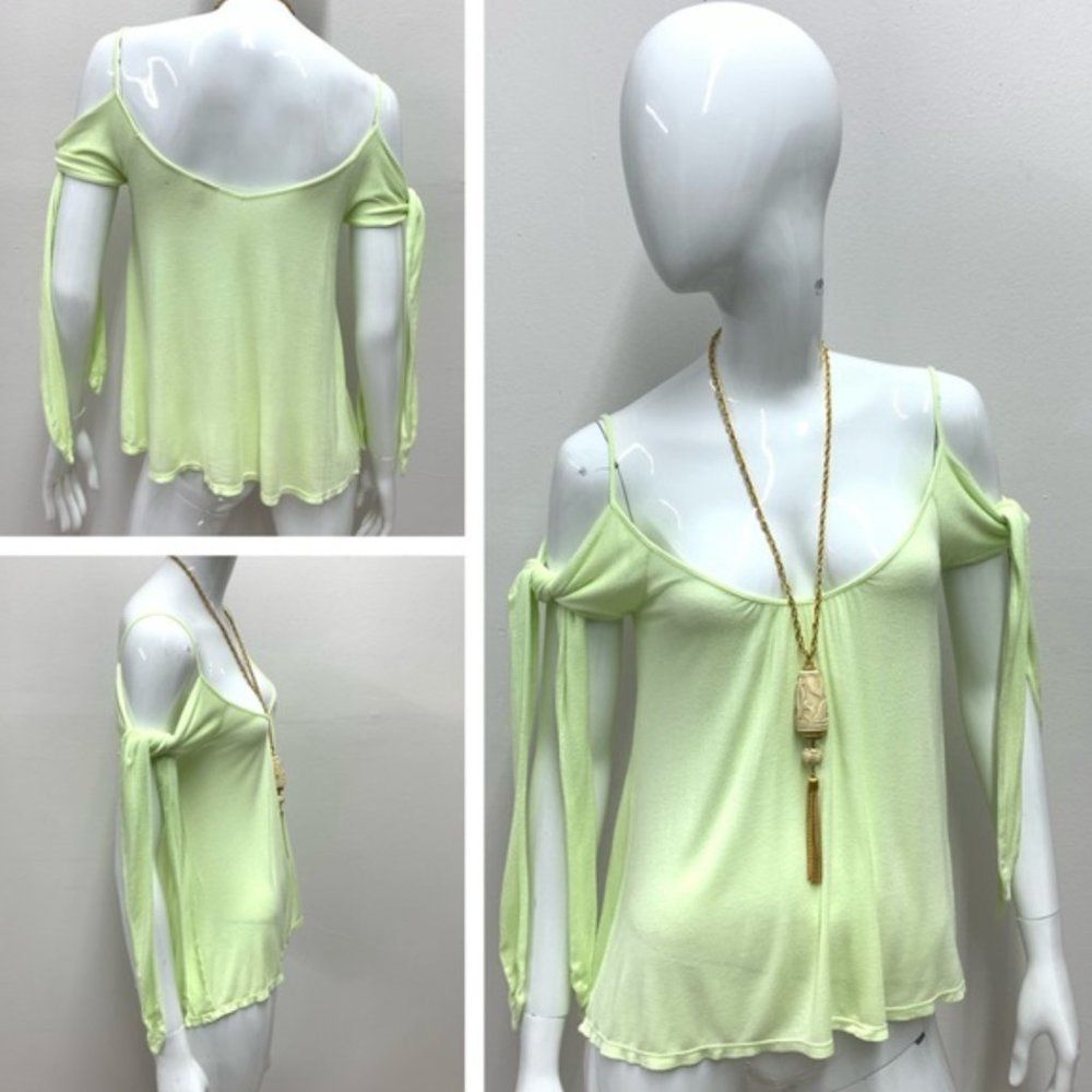 NWOT, Free People Believe Me Cold Shoulder Top in Lime Green - Picture 3 of 5